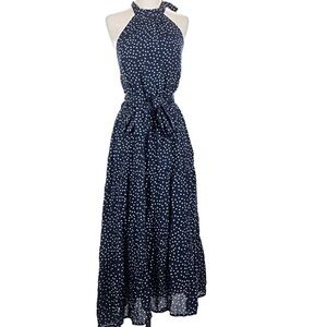 Navy Polka Dot Halter Dress